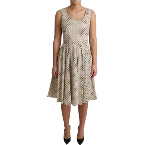 A-Linien Kleid mit Polka Dots , Damen, Größe: M - Dolce & Gabbana - Modalova