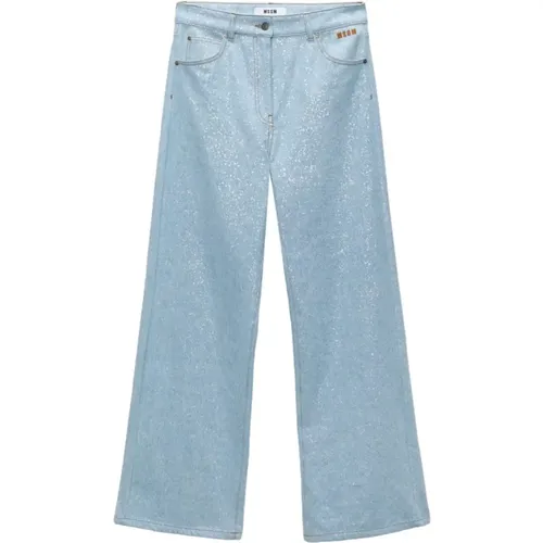 Blaue Denim Weite Beinhosen MSGM - MSGM - Modalova