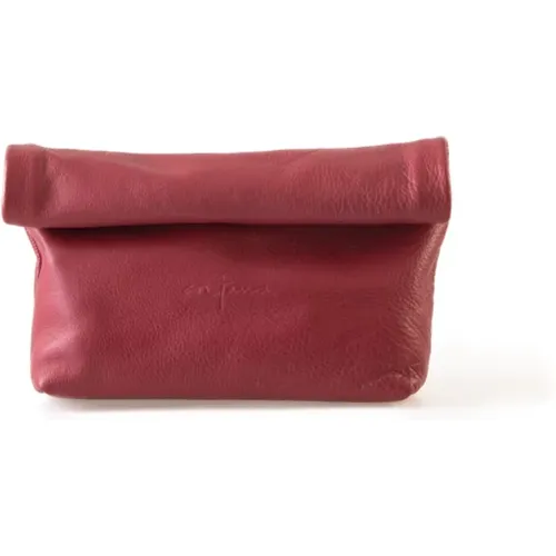 Delhi, cherry leather clutch , female, Sizes: ONE SIZE - Cortana - Modalova