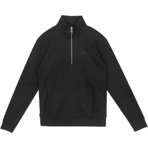 Schwarzer Half-Zip Pullover Essentials Waffel - adidas Originals - Modalova