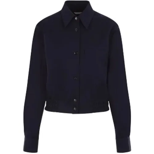 Grain de Poudre Shirt with Classic Collar and Button Closure , female, Sizes: 3XS - Bottega Veneta - Modalova