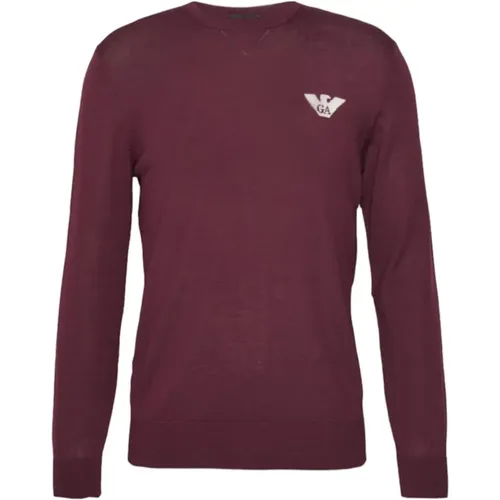 Bordeaux Eagle Logo Sweater , male, Sizes: M, XL - Emporio Armani - Modalova