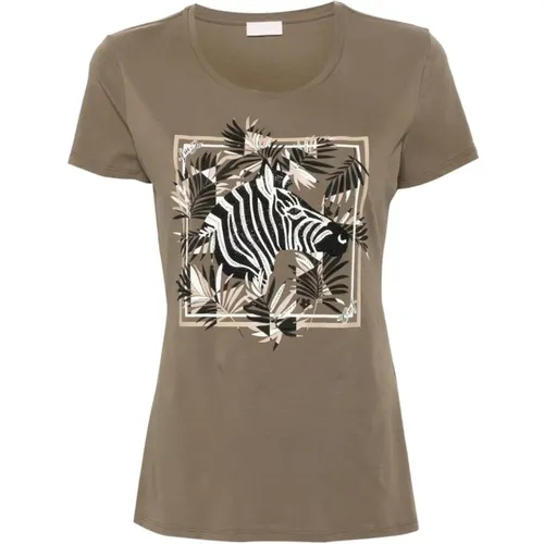Stretch Cotton T-shirt Front Print , female, Sizes: L, XL - Liu Jo - Modalova