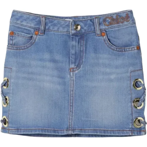 Kinder Denim Casual Hose mit Besticktem Logo - Chloé - Modalova