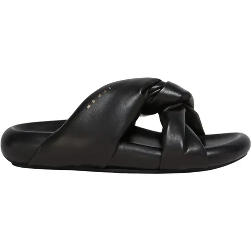 Twisted leather bubble sandal , female, Sizes: 7 UK, 3 UK - Marni - Modalova