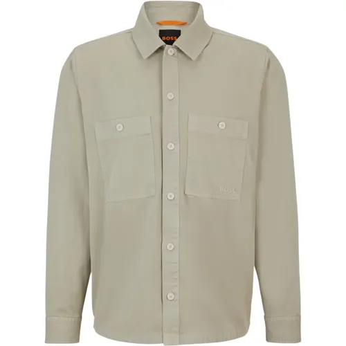Oversized Cotton Twill Shirt with Chest Pockets , male, Sizes: 2XL - Hugo Boss - Modalova
