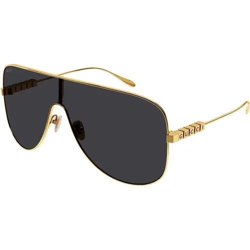 Gold/Dark Grey Sunglasses , female, Sizes: ONE SIZE - Gucci - Modalova