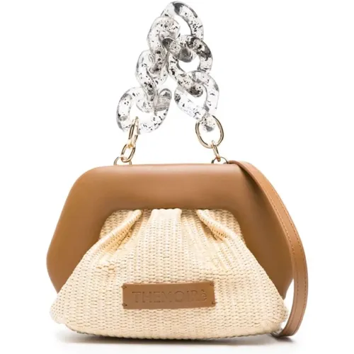 Straw Weaved Bag with Chain Handle , female, Sizes: ONE SIZE - THEMOIRè - Modalova