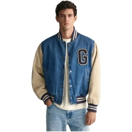 Denim Universitäts-Bomberjacke , Herren, Größe: XS - Gant - Modalova