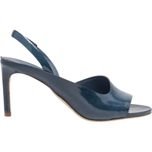 Blaue Jeans Stiletto Sandalen - Asymmetrisches Design,Elegante Stiletto-Sandalen - Offene Zehe - DEL Carlo - Modalova