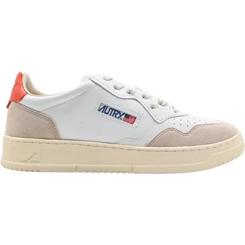White Orange Leather/Suede Sneakers , female, Sizes: 12 UK - Autry - Modalova