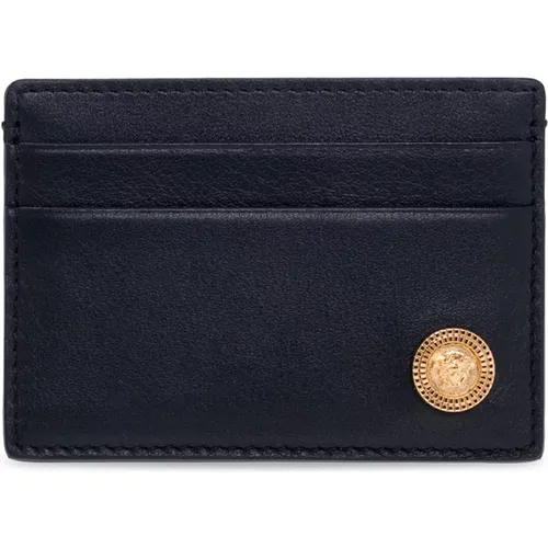 Leather card holder , male, Sizes: ONE SIZE - Versace - Modalova