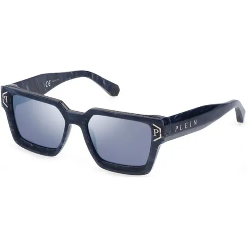Brave Shade Blau/Blau Silber Sonnenbrille,Sonnenbrille,Brave Shade Sonnenbrille Weiß/Grau - Philipp Plein - Modalova