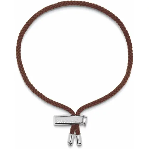 Men's Brown String Bracelet with Adjustable Silver Lock - Nialaya - Modalova