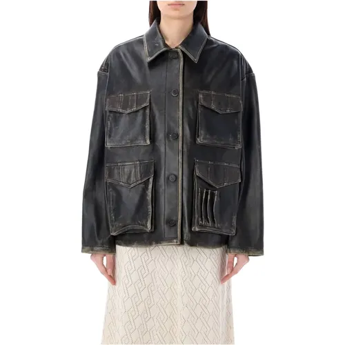 Pocket Leather Jacket , female, Sizes: S - Golden Goose - Modalova
