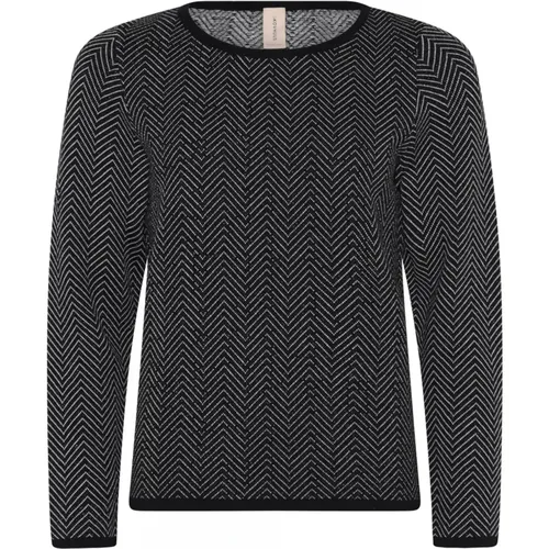 Zig Zag Gemusterte Pullover Bluse Schwarz/Off - Skovhuus - Modalova