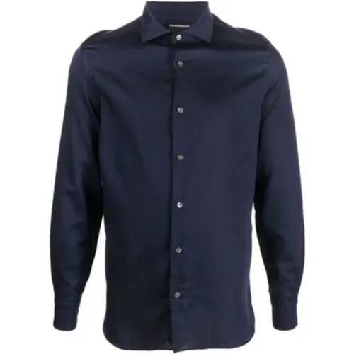 Navy Regular Fit Shirt with All Over Eagle Logo , male, Sizes: L, S, XL - Emporio Armani - Modalova