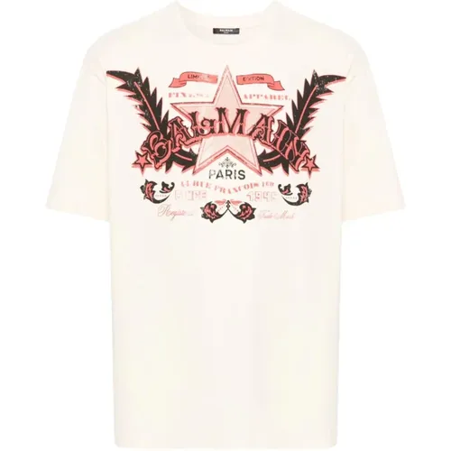 Western Print T-Shirt , Herren, Größe: 2XL - Balmain - Modalova