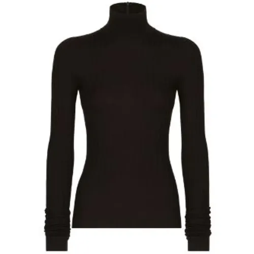 Ribbed Sweater with Turned Hem , female, Sizes: M, L, S, XS - Dolce & Gabbana - Modalova