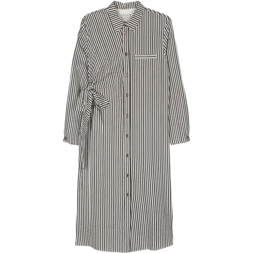 Striped Seersucker Dress , female, Sizes: XS, 2XS - Alysi - Modalova