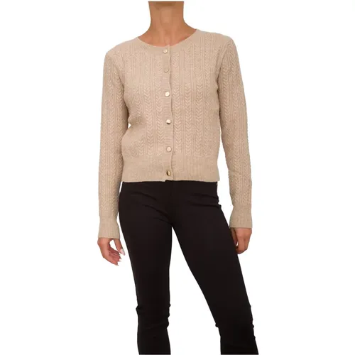 Camel Strick Rundhals Cardigan - Fracomina - Modalova