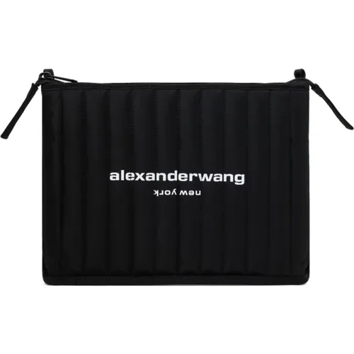 Gepolsterte Schwarze Schultertasche mit Logo , Damen, Größe: ONE Size - alexander wang - Modalova