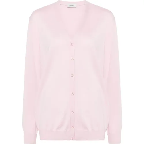 Rosa Woll V-Ausschnitt Pullover , Damen, Größe: S - MRZ - Modalova