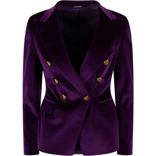 Velvet Double-Breasted Blazer , female, Sizes: S - Tagliatore - Modalova