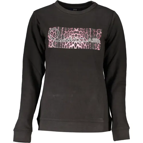 Schwarzer Pullover mit langen Ärmeln und Print , Damen, Größe: 2XL - Cavalli Class - Modalova