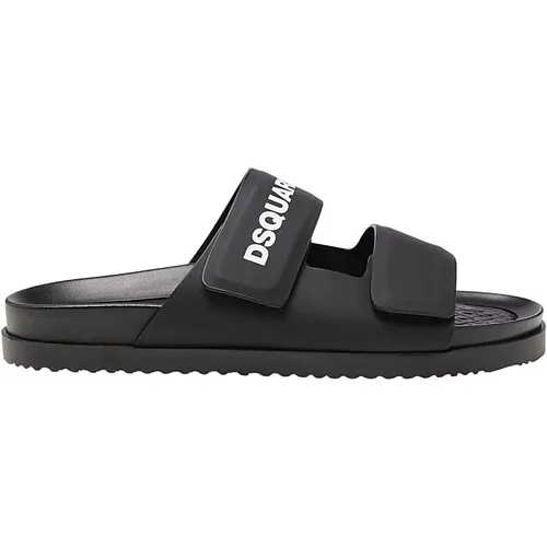 Logo Slides with Velcro Straps , male, Sizes: 8 UK, 7 UK - Dsquared2 - Modalova