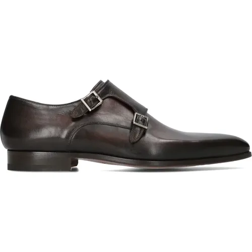 Braune Leder Slip-On Schuhe mit Schnalle , Herren, Größe: 44 1/2 EU - Magnanni - Modalova