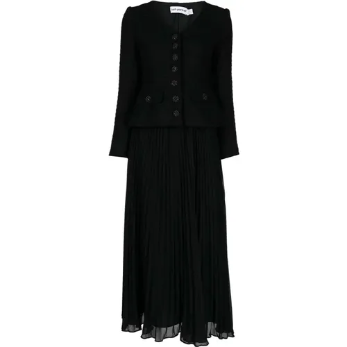 Elegant Boucle Chiffon Midi Dress , female, Sizes: 3XS, 2XS - Self Portrait - Modalova