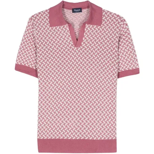 Rosa/Weiß Polo Shirt , Herren, Größe: L - Drumohr - Modalova