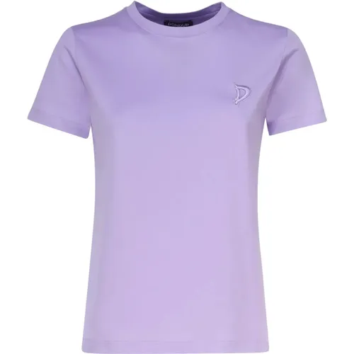 Violetto Baumwoll T-shirt mit Logo , Damen, Größe: L - Dondup - Modalova