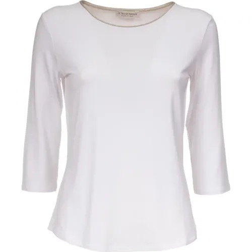 Viskose T-Shirt mit 3/4-Ärmeln , Damen, Größe: S - Le Tricot Perugia - Modalova