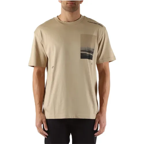 Baumwoll Logo geprägtes T-Shirt , Herren, Größe: 2XL - Calvin Klein Jeans - Modalova
