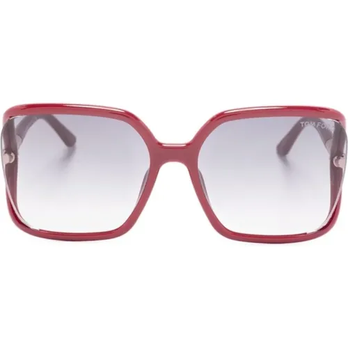 Rote Sonnenbrille mit Original-Etui , Damen, Größe: 60 MM - Tom Ford - Modalova