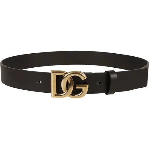 Gold Logo Calf Leather Belt , male, Sizes: 95 CM, 100 CM, 85 CM, 90 CM, 105 CM - Dolce & Gabbana - Modalova