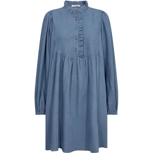 Flounce Denim Dress in Denim , female, Sizes: XS, L - Co'Couture - Modalova