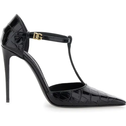 Croco Print High Heel Shoes , female, Sizes: 4 UK, 6 UK, 3 UK, 3 1/2 UK, 5 1/2 UK, 4 1/2 UK, 6 1/2 UK - Dolce & Gabbana - Modalova