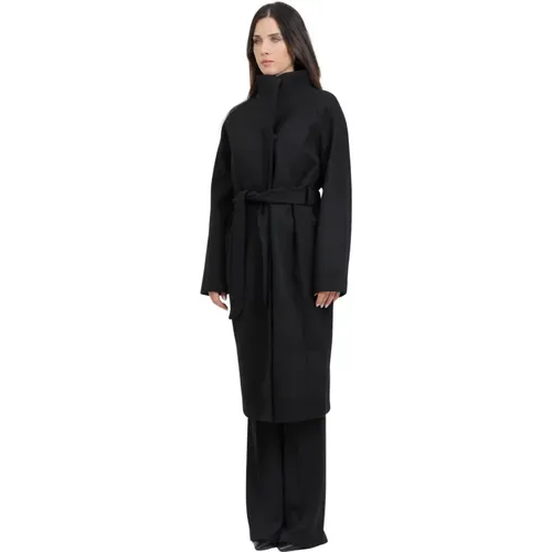 Eleganter Schwarzer Langer Mantel , Damen, Größe: XL - Only - Modalova