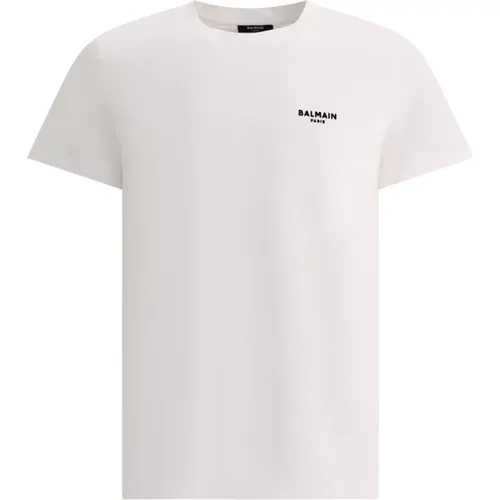 T-Shirt mit Flocked Paris Logo , Herren, Größe: M - Balmain - Modalova
