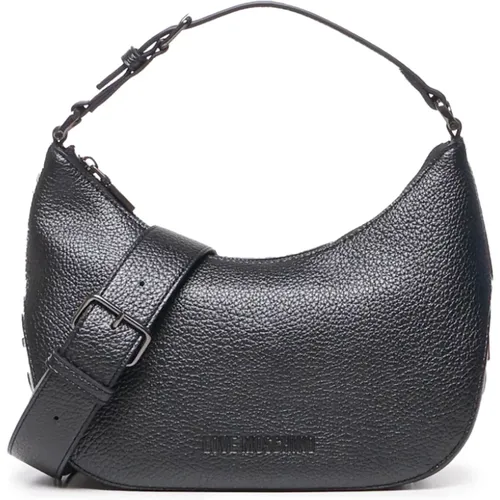 Grey Laminated Leather Bag , female, Sizes: ONE SIZE - Love Moschino - Modalova