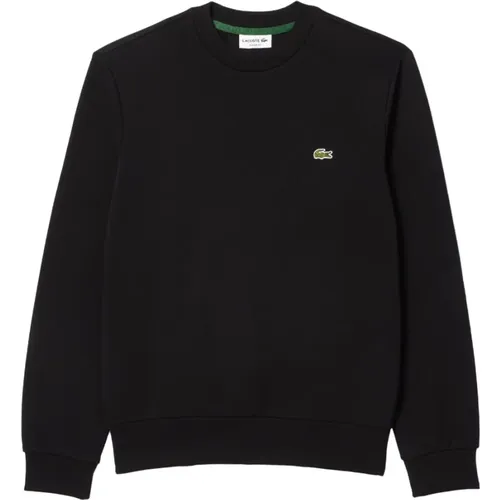 Schwarzer Crew Neck Sweatshirt Klassische Passform , Herren, Größe: L - Lacoste - Modalova