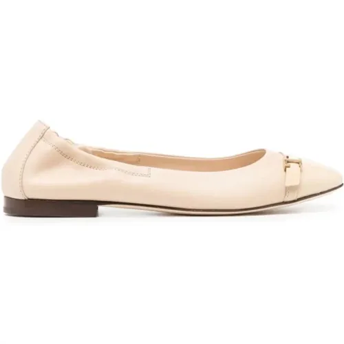 Logo Strap Leather Ballerinas Off , female, Sizes: 5 UK, 6 UK, 4 1/2 UK, 4 UK, 8 UK - TOD'S - Modalova