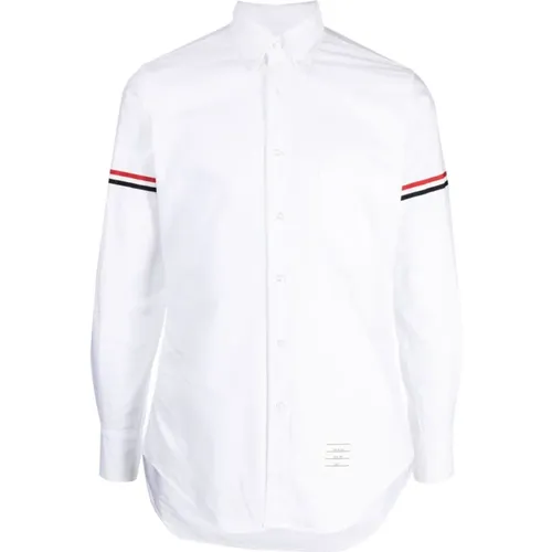 Weißes Baumwollhemd mit gestreiften Details , Herren, Größe: L - Thom Browne - Modalova