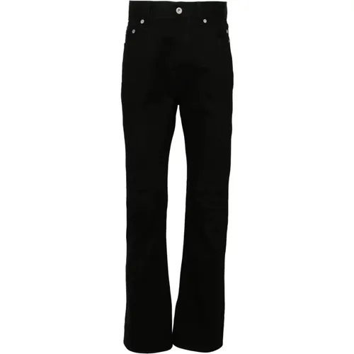 Schwarze Bootcut Jeans mit Logo-Patch - Rick Owens - Modalova