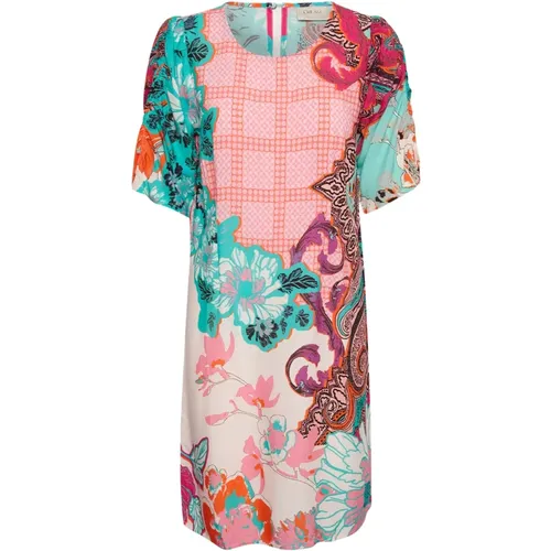 Colorful Scarf Print Dress , female, Sizes: XS, S, M, L, 2XL - Cream - Modalova