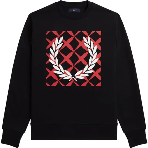 Graphic Cross Stitch Sweatshirt , male, Sizes: M, L, XL, 2XL - Fred Perry - Modalova