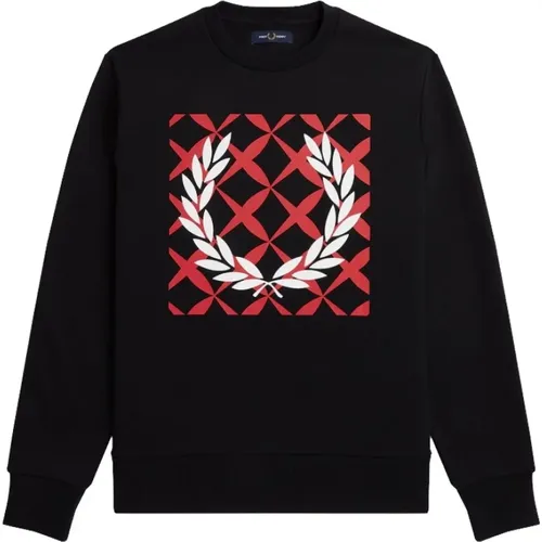 Graphic Cross Stitch Sweatshirt , male, Sizes: M, L, XL - Fred Perry - Modalova